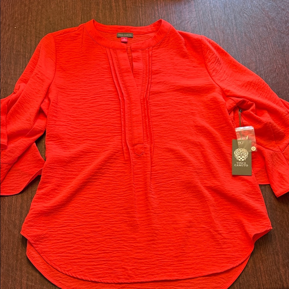 Vince Camaro Orange/Red Women's Blouse Medium